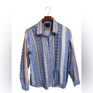 Paul Fredrick Club Shirt Mens L Classic Fit Geometric Multicolor Print Cotton